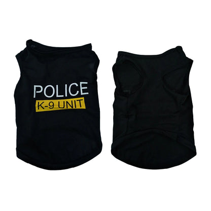 Police Suit Cosplay Dog Clothes Black Elastic Vest Puppy T-Shirt Coat Accessories Apparel Costumes  Pet Clothes for Dogs Cats