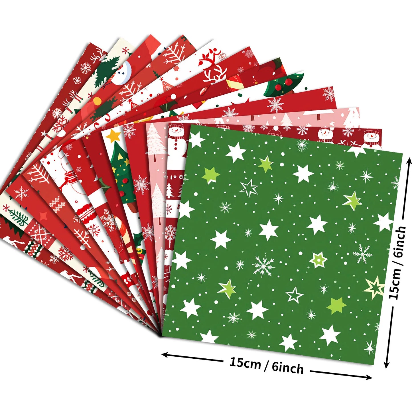 24Sheets Merry Christmas Scrapbook Paper Pad for Journaling DIY Arts,Craft Snowflake,Santa Pattern Christmas Gift Wrapping Paper