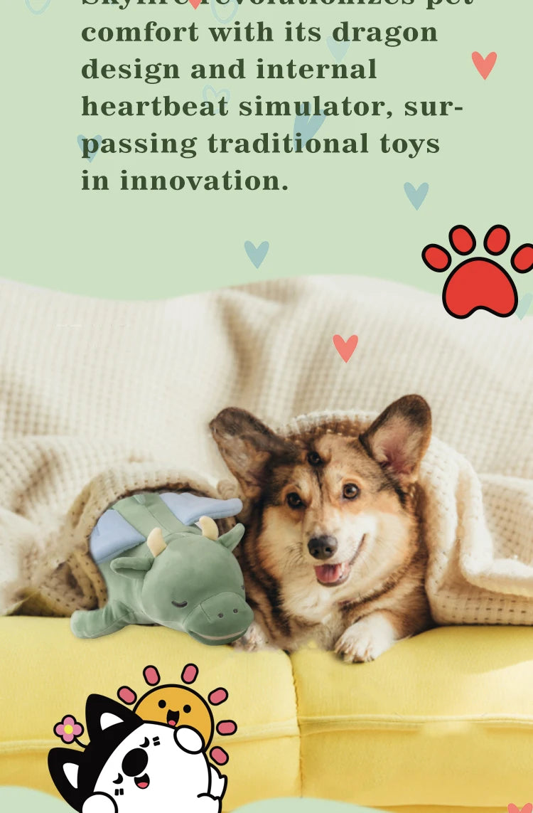 PETFULED Gem Flying Dragon Dog Heartbeat Toy,Puppy Separation stress Toy, Puppy Behavioral Training Aid for Dog Sleep Aid Plush