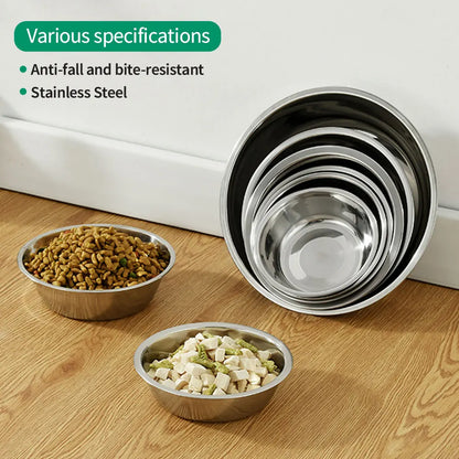 Large Capacity Dog Bowl Stainless Steel Pet Feeding Bowl Cat and Dog Food Drinking Bowl Metal Feeder Bowl Durable and Cheap