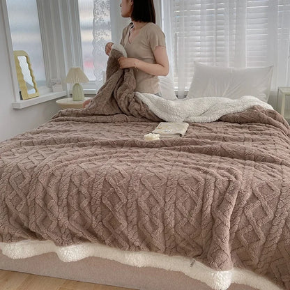 Lambswool Blanket Coral Flannel Sofa Cover Blanket Nap Office Shawl Air Conditioning Small Blanket Blankets for Beds