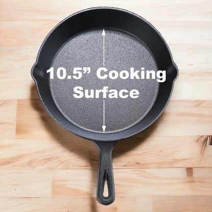 10.5" Pre-Seasoned Cast Iron Skillet - Versatile Cookware for Home and Outdoor Cooking