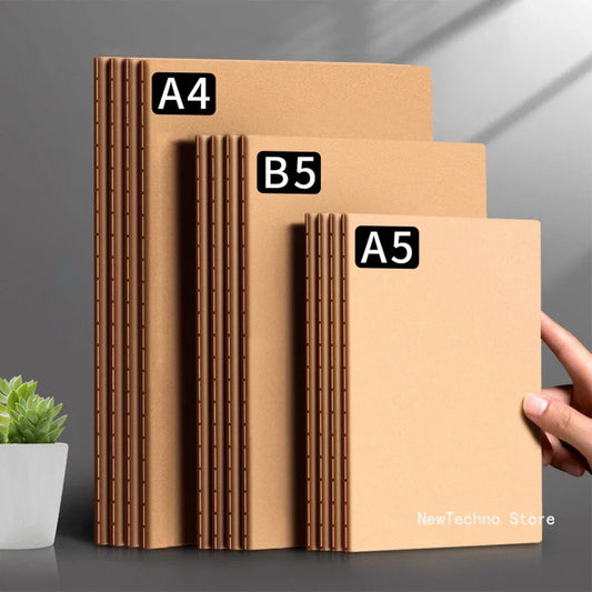 A5/B5/A4 Notebook Kraft Paper Grid Sketchbook Lined Planner Notepad Portable Blank Notebook Simple Daily Diary Book