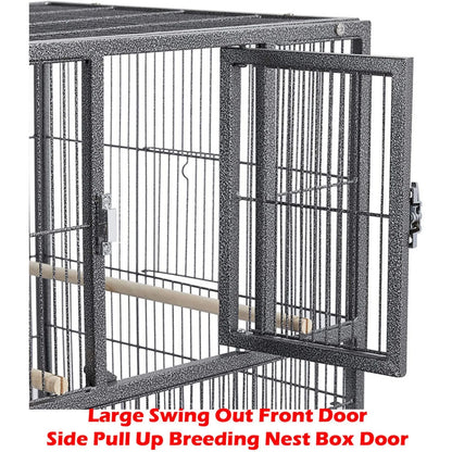 US 42" Stackable Divided Breeder Bird Rolling Cage Breeding Nest Doors Canaries Fin