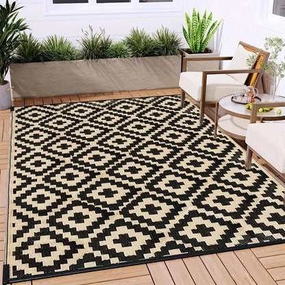 Bohemian Style Beach Mat Waterproof and Reversible Outdoor Patio Carpet for Balcony Deck Camping Seat Picnic Spring Home Decor