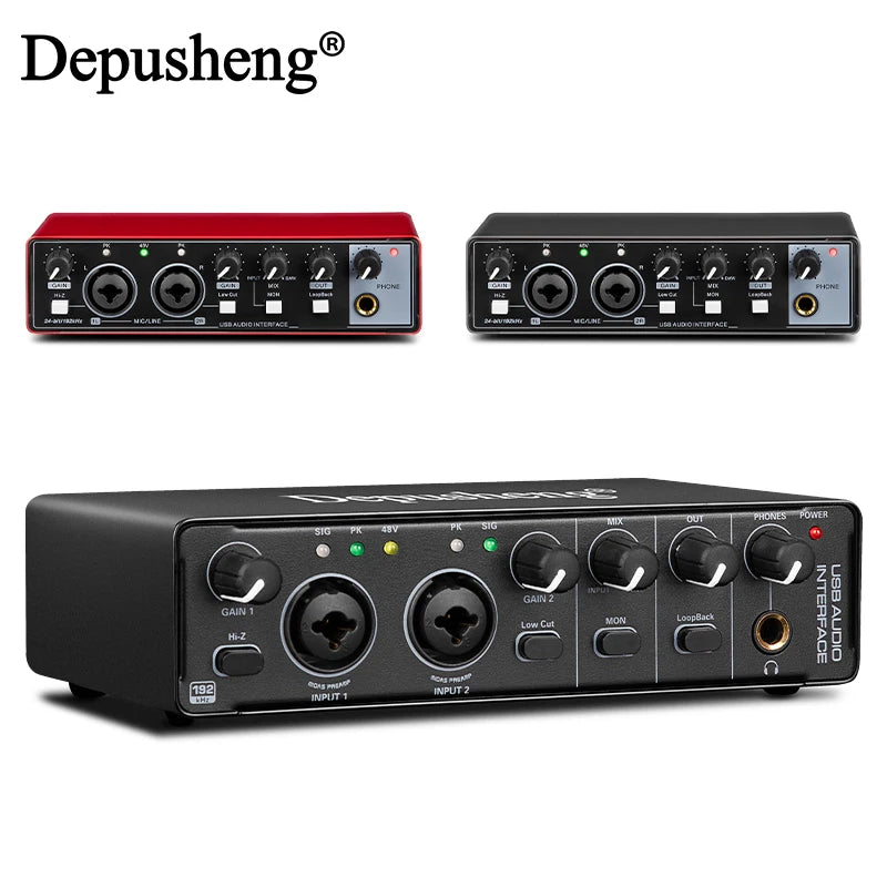 Audio Interface Depusheng MD22 Professional Sound Card with Monitoring Electric Guitar Live Recording For Studio Singing Micro