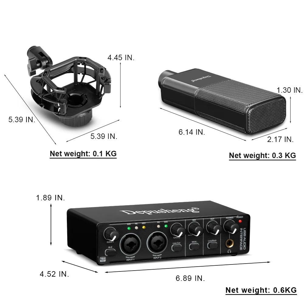 Audio Interface Depusheng MD22 Professional Sound Card with Monitoring Electric Guitar Live Recording For Studio Singing Micro