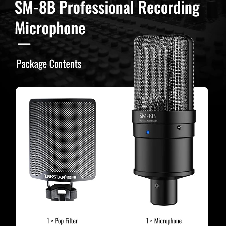 TAKSTAR Studio Microphone/Recording Microphone, Condenser Microphone with Windproof Sponge for Vocals Recording, Dubbing, Videos