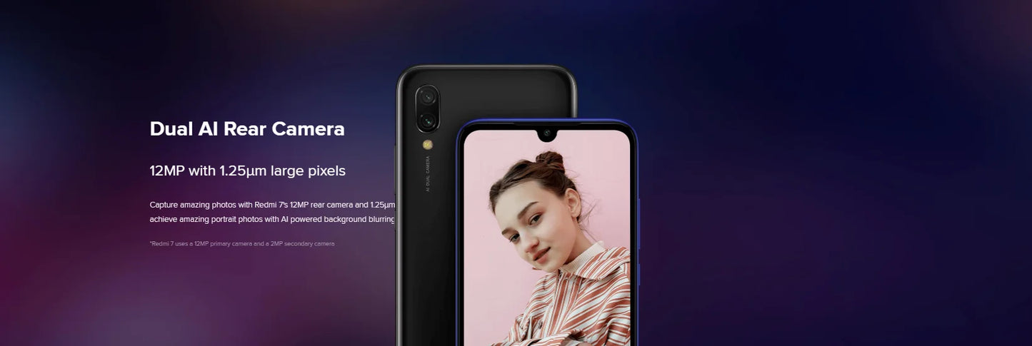 Xiaomi Redmi 7 Cellphone with Phone Case, Dual SIM Solt Cellphone Android Cell Phone Dual Camera  used phone