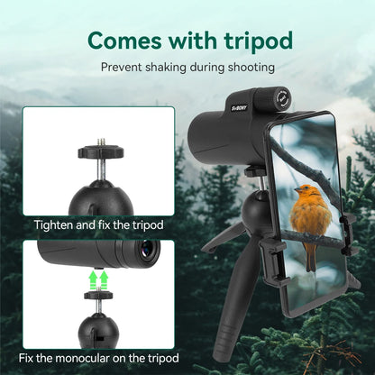 SVBONY SX32 Monocular Telescope with Tripod,8X42/10X42 with Phone Adapter,for Bird Watching,Target Shooting,Wildlife Viewing