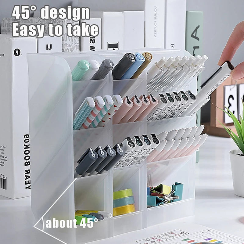 Kawaii Large Capacity Desk Pen Holder Pencil Makeup Storage Box Desktop Organizer Stand Box School Office Stationery