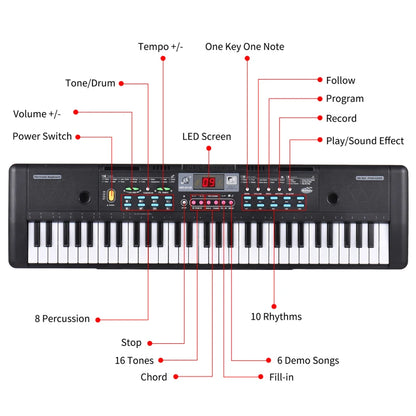 61 Keys USB Electronic Organ Kids Electric Piano Digital Music Electronic Keyboard LED Display Kids Gift Musical Instrument