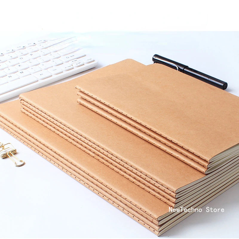 A5/B5/A4 Notebook Kraft Paper Grid Sketchbook Lined Planner Notepad Portable Blank Notebook Simple Daily Diary Book