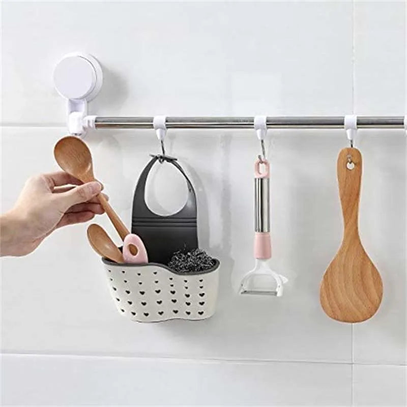 Sink Draining Hanging Basket Adjustable Kitchen Accessories Rubber Sink Bag Soap Sponge Shelf Faucet Holder for Bathroom 1PC