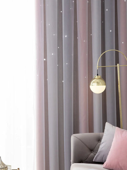 Blackout Kids Curtains for Bedroom Thermal Insulated Silver Twinkle Star Curtains for Boys Antique Grommet Top Window Treatment