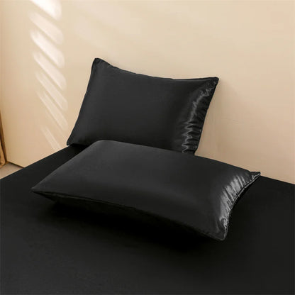 Satin Bed Sheets, Queen Size Sheets Set, 4 Pcs Silky Bedding Set   1 Deep Pocket Fitted Sheet + 1 Flat Sheet + 2 Pillowcases