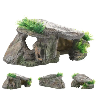 Reptile Fish Tank Hideout Natural Reptile Hiding Rock Cave Shelter Terrarium Hideout Caves For Aquarium Terrarium Decoration