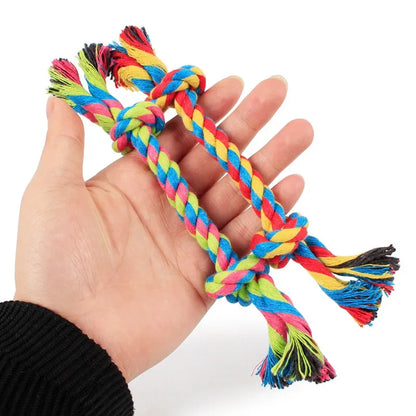 Cotton Dog Toys Puppy Chewing Toys Rope Knot Toy Durable Braided Dog Toys Dog Cleaning Teeth Braided Bone Rope Pet Products 24cm