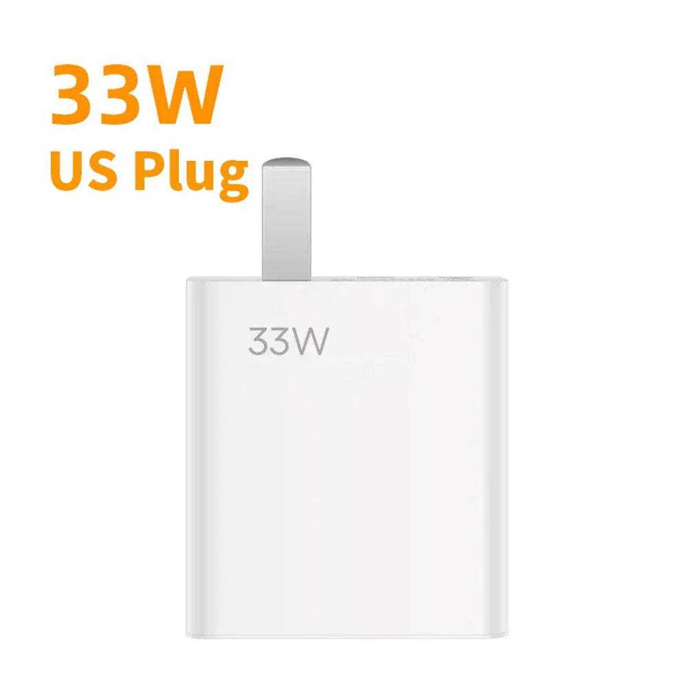 USB Charger 33W Fast Charging EU/US Plug Wall Charger 6A Type C Cable For Xiaomi Redmi K30 K40 iPhone Quick Charge Phone Adapter