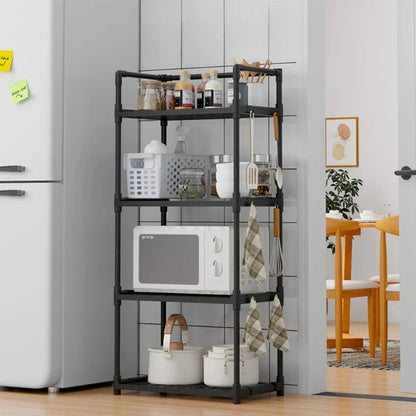 Storage Multilevel Kitchen Rack Panel Microwave Floor Rack Multilevel Kitchen Storage Rack With Pulleys For ToolHousehold Carts