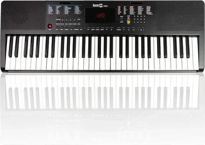 Compact 61 Key Keyboard with Sheet Music Stand, Power Supply, Piano Note Stickers & Simply Piano Lessons