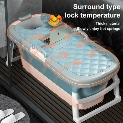 Portable Foldable Iatable BathTub Blue Bath Collapsible For Adults Large Tub Spa 138CM Home Application Massage Barrel