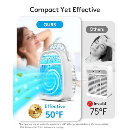 Portable AI Air Conditioner Fan Evaporative Cooling Humidifier LED Light USB Charging Quiet Operation Remote Control 3 Speed