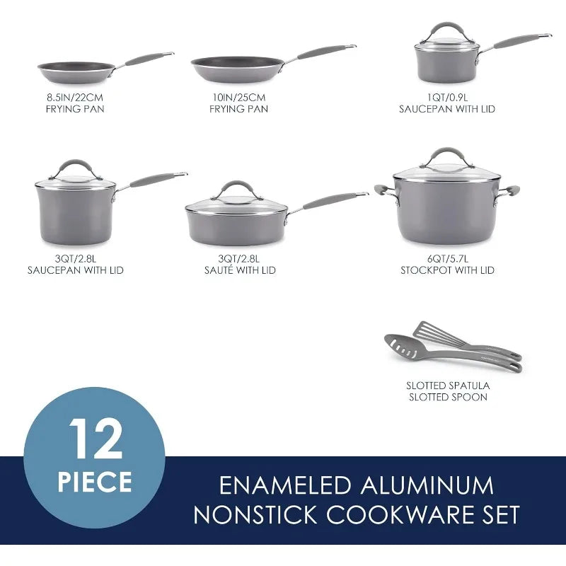 Cucina Nonstick Cookware Pots and Pans Set, 12 Piece