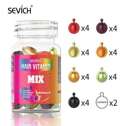 2024 Sevich Vitamin Capsule Repair Damaged Hair Keratin Complex Oil Anti-Loss Moroccan Oil Soft Smooth Silky Hair Care Products