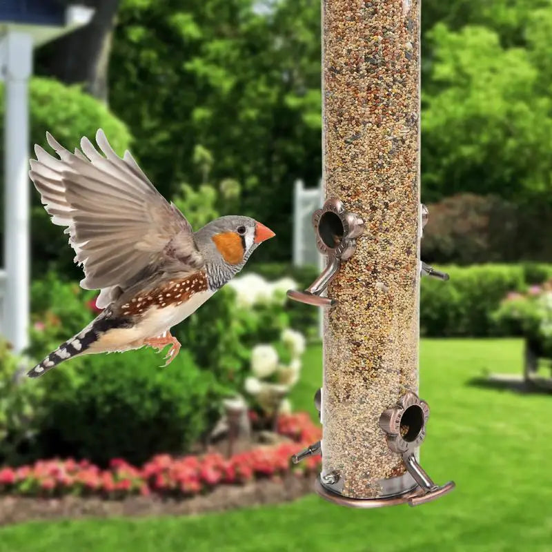 Durable Wild Bird Hanging Feeder Stainless Steel Bird Food Dispenser Container Tubular Anti-rust Outdoor Garden Decor Drop Ship