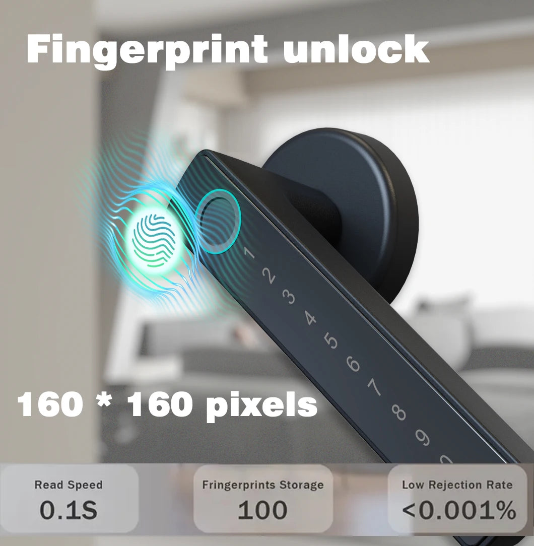 WINFREE Smart Lock Tuya Bluetooth Keyless Access Office Home Fingerprint Lock Voice Control Alexa Google Assistant