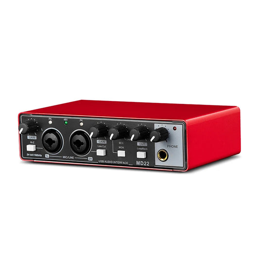 Professional Audio Interface Sound Card Equipment for Electric Guitar Monitor Loopback USB External Studio Live Recording