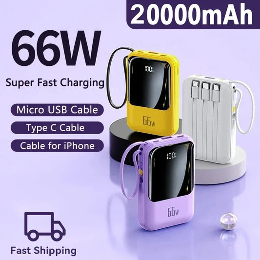 2024 neue 20000mah Power Bank 66w supers chnelle Lade Power banks tragbarer externer Akku für iPhone Samsung Huawei Xiaomi