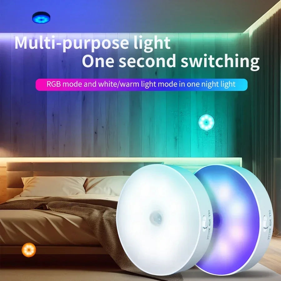 BANDIAN Bedroom Night Smart Motion Sensor Light USB LED Switch Rechargeable Light Kitchen Hallway Room