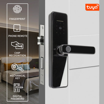 PHIPULO Tuya Wifi Smart Door Lock Digital Electronic Lock One-click Biometric Lock Fingerprint Lock Suitable for Entrance Door