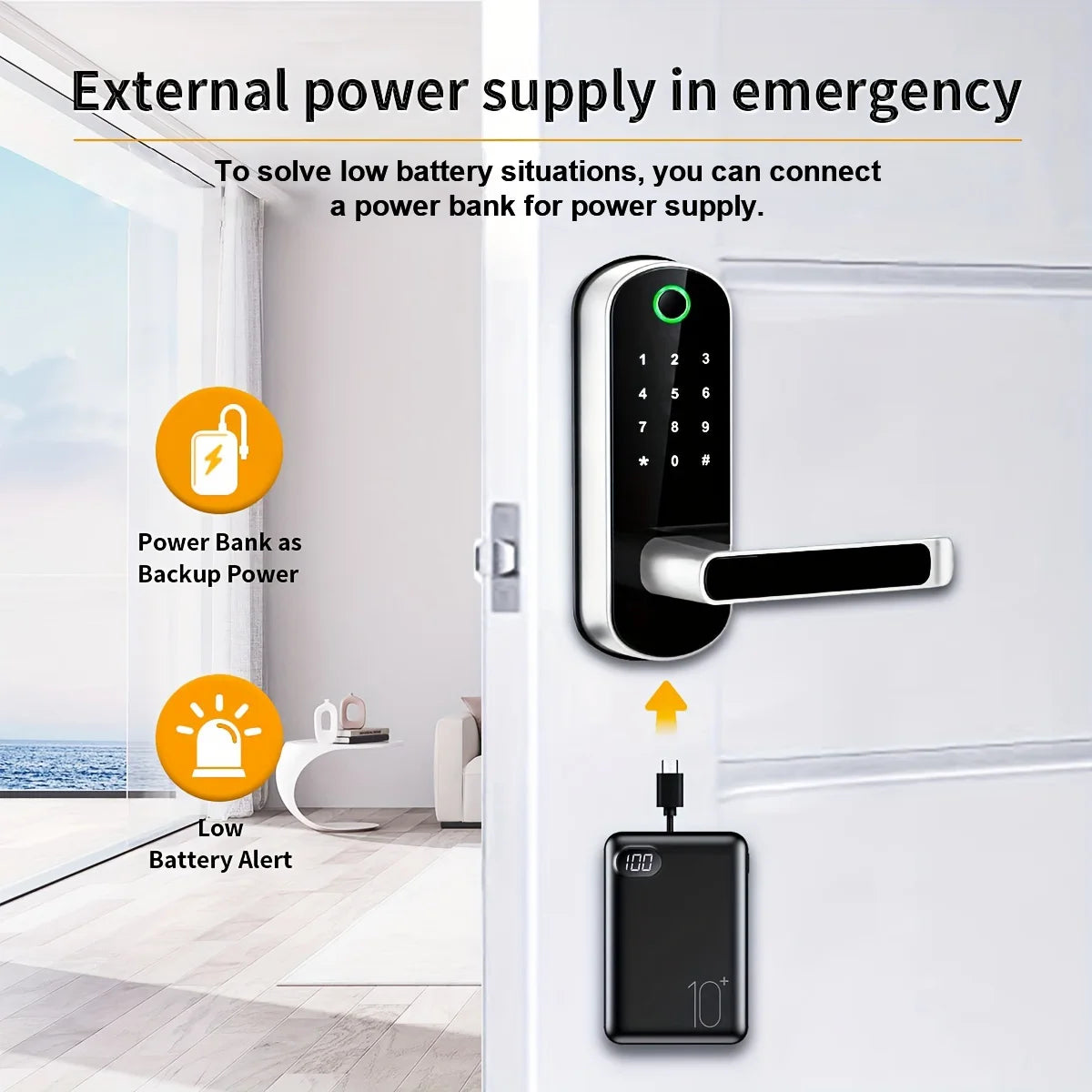 Smart Fingerprint Door Lock App Remote Control Keyless WIFI Digital Touchscreen Lock NFC IP67 Waterproof with 2 IC Cards