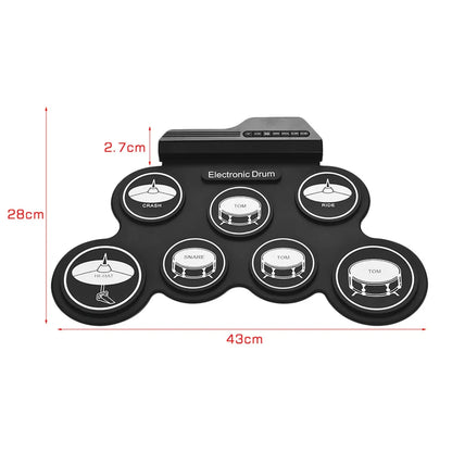 Electronic Drum Set Foldable Music Drums USB Silicone Drum Portable Practice Drums USB Pad Portable Practice Drums Kit with Drum