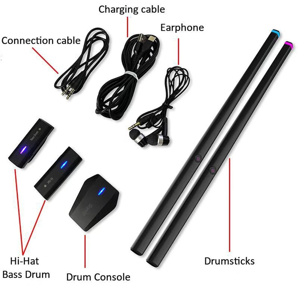 Professional Electronic Drumsticks Portable Air Drum Stick Virtual Drum Set Musical Instruments for Beginners Kids Adults