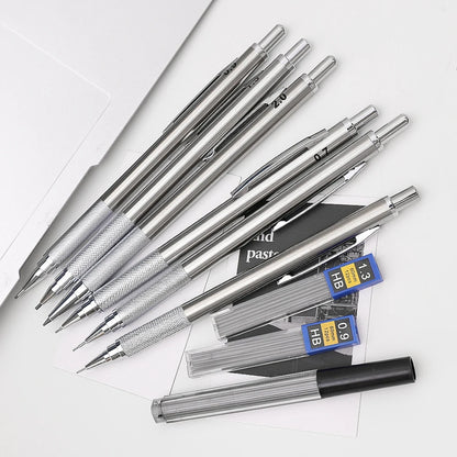 Metal Mechanical Pencil 0.3/0.5/0.7/0.9/1.3/2.0mm Drawing Automatic HB Pencil Set with Leads Office School Writing Art Supplies