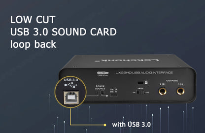 UX22 Audio Interface Sound Card 24-bit/192KHz AD Converter, Electric Guitar Live Recording Professional Studio Singing, Podcast