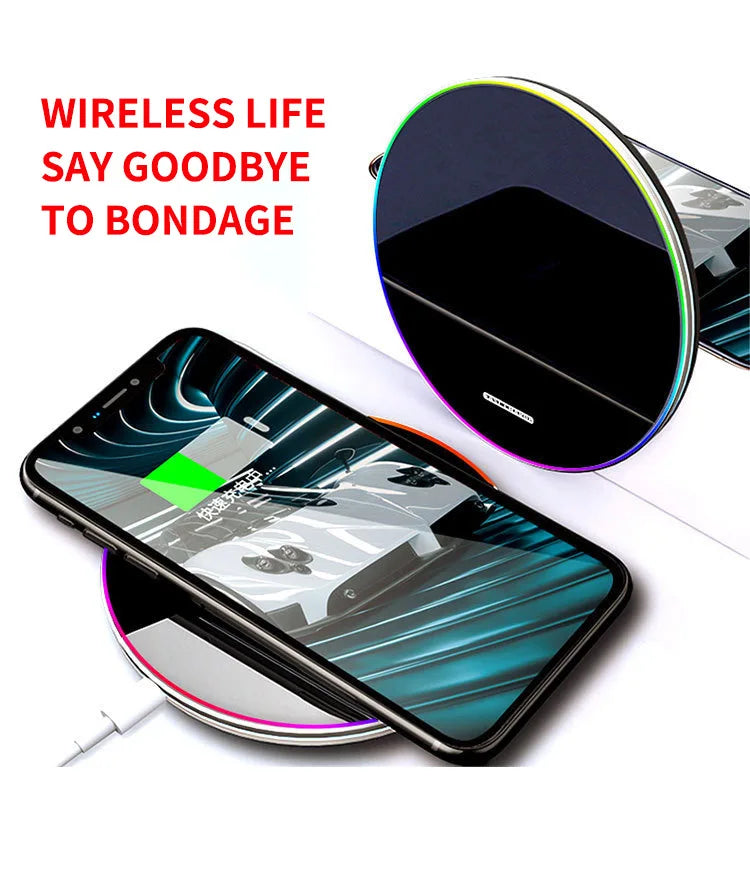 15W Quick Wireless Charger Pad for iPhone 15 14 Pro Max Samsung Xiaomi Cell Phone Chargers Induction Fast Charging Dock Station