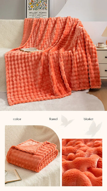 Summer High Weight Bubble Rabbit Flannel Blanket Air Conditioning Sofa Blanket Gift Casual Coral Velvet Small Blanket