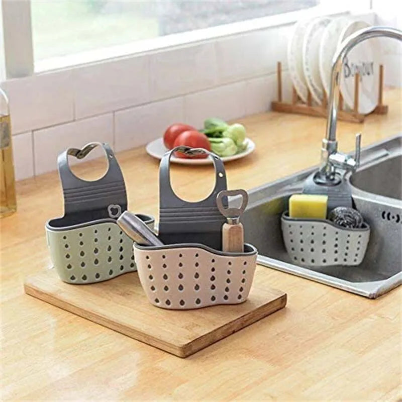 Sink Draining Hanging Basket Adjustable Kitchen Accessories Rubber Sink Bag Soap Sponge Shelf Faucet Holder for Bathroom 1PC