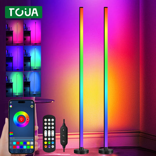 RGB LED Floor Lamp Remote APP Control Music Sync Corner Lighting Timer Smart Modern Mood Standing Lamp for Bedroom Living Room