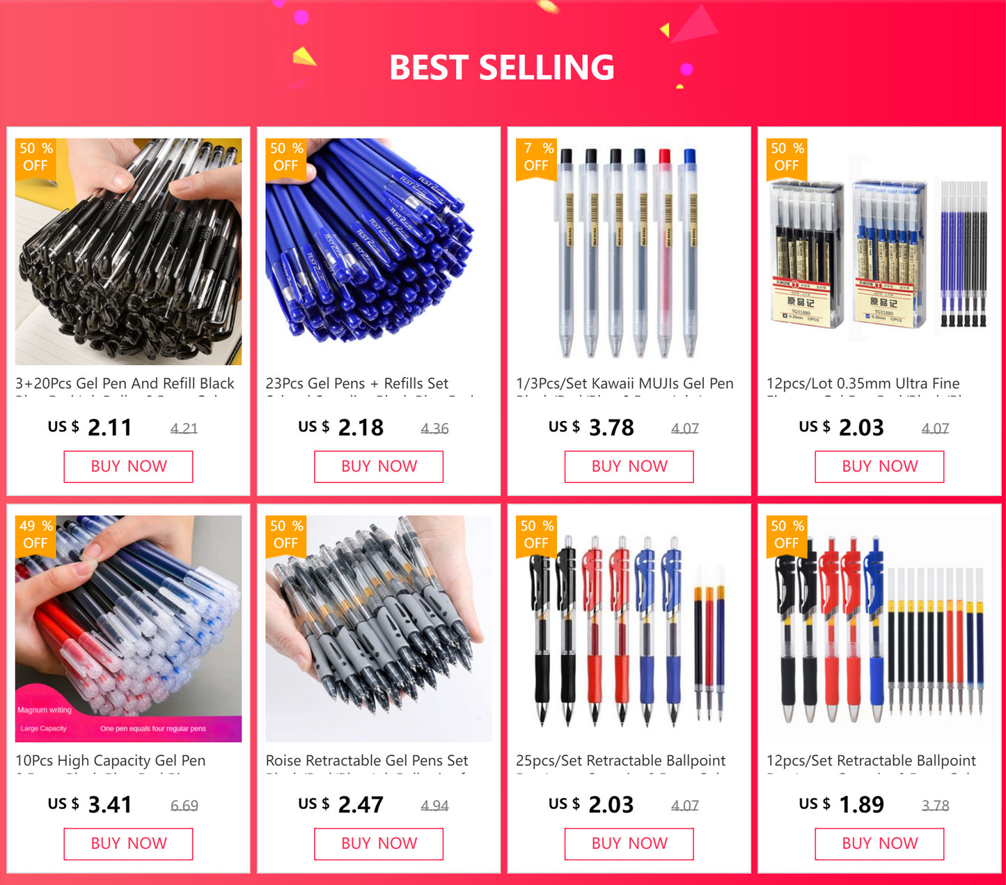 5/10 Pcs Exam Signature Ballpoint Pen 0.5mm Black Blue Ink High Capacity Gel Pens For Writing School Office Stationery Supplies