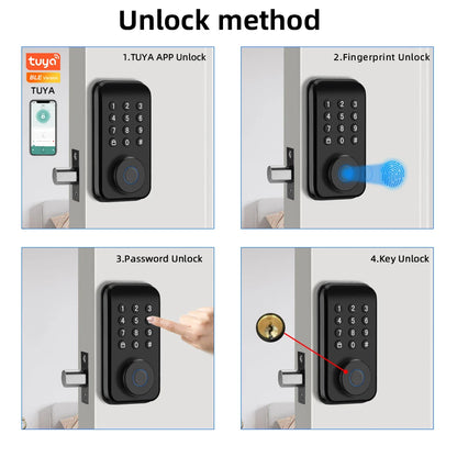 RAYKUBE DS02 Tuya Smart Fingerprint Deadbolt Electric Lock with Latch Auto Lock Key/Password/ Tuya APP Unlock Delivery From USA.