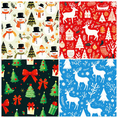 24Sheets Merry Christmas Scrapbook Paper Pad for Journaling DIY Arts,Craft Snowflake,Santa Pattern Christmas Gift Wrapping Paper