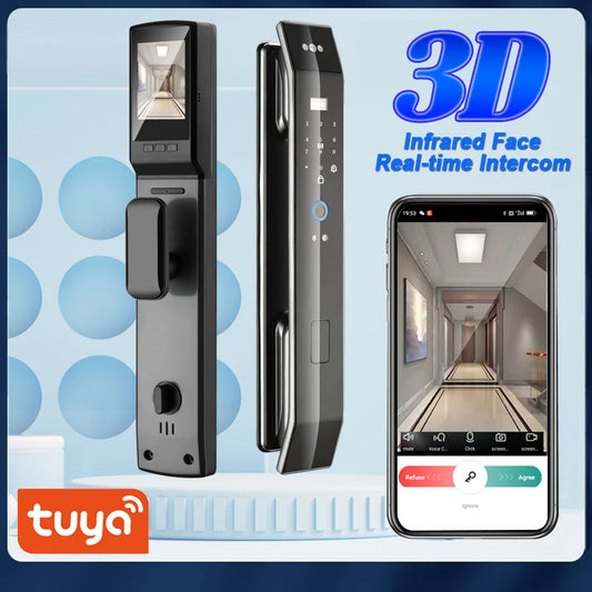 3D Face Recognition Digital Door Lock WiFi Tuya APP Voice Intercom Fingerprint Password IC Card Smart Door Lock Unlock