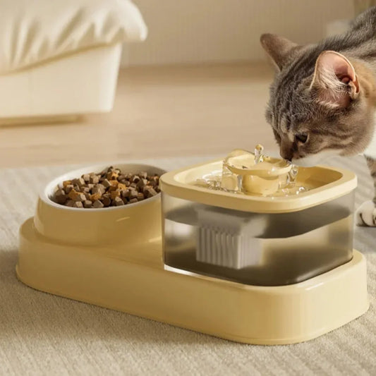 Pets Water Fountain Auto Filter Mute Cat Drinker Bowl Pet Feeder 2-in-1 Recirculate Filtring Drinker for Cat Feeder Accessories