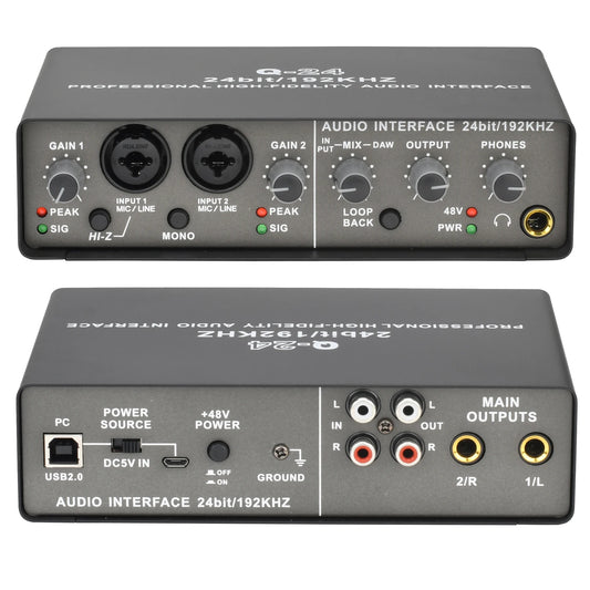 Go Professional Audio Interface Sound Card with Monitoring Electric Guitar Live Recording Audio Extractor For Studio Singing Q24